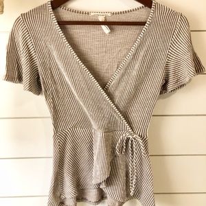 Caution to the Wind Striped Peplum Blouse